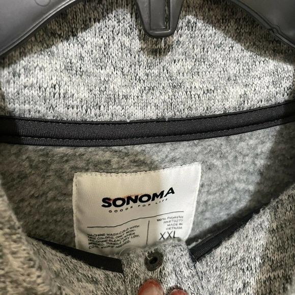 Sonoma Mockneck Colorblock Sweater Fleece Blue Gray Men's XXL 1/4 Snap P… - Picture 3 of 8